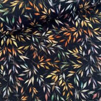 Blätter Viskose Crepe Jersey schwarz