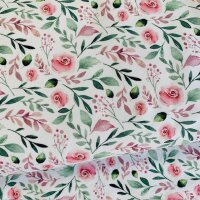 Rosen French Terry weiß