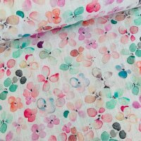 Blümchen Leinen Baumwolle weiß