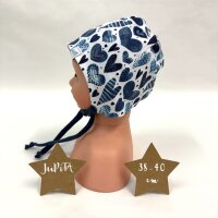 Bindemütze Herzen dunkelblau