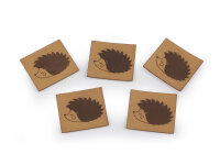 Kunstlederlabel Igel hellbraun
