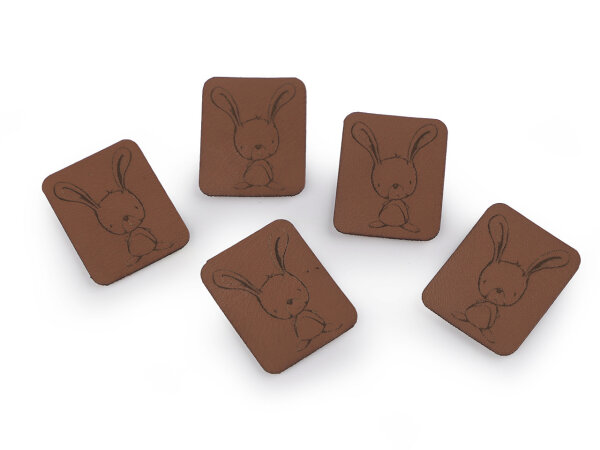 Kunstlederlabel Hase dunkelbraun