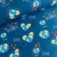 Save the planet French Terry dunkelblau