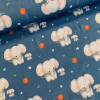 Elefanten und Äpfel Jersey jeansblau