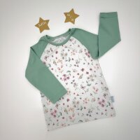 T-Shirt Langarm Blumen und Schmetterlinge