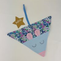 Knistertuch Blumen hellblau/ lila