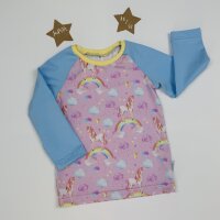T-Shirt Langarm Einhörner auf Regenbögen