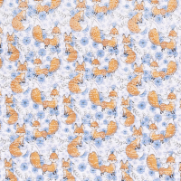 Füchse mit Blumen Jersey blau
